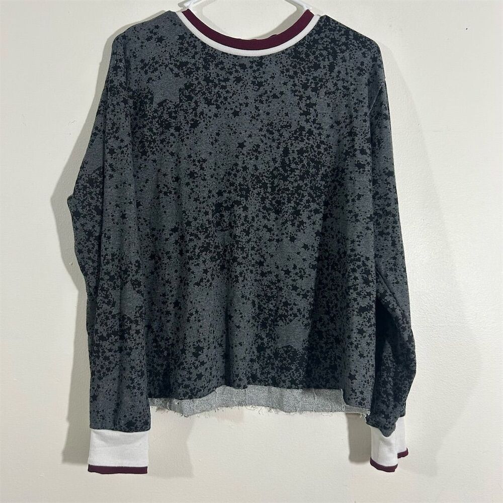 Grey  state‎ Women's Gray Abstract Print Crew Neck Sweatshirt Size 2